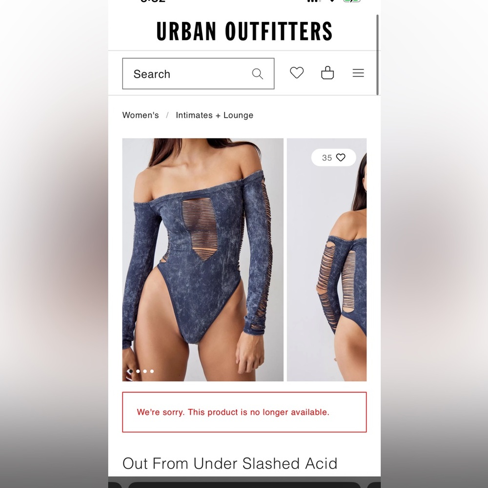 Urban Outfitters *only sold in europe* denim blue, cut out bodysuit